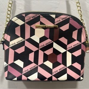 Steve Madden *UNIQUE* Geometric Pink and Black Crossbody Bag